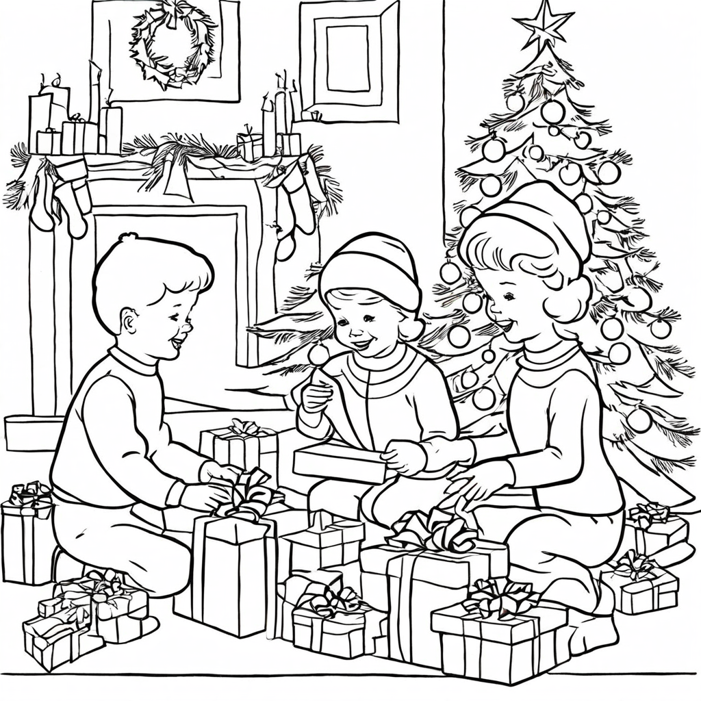 christmas family coloring page