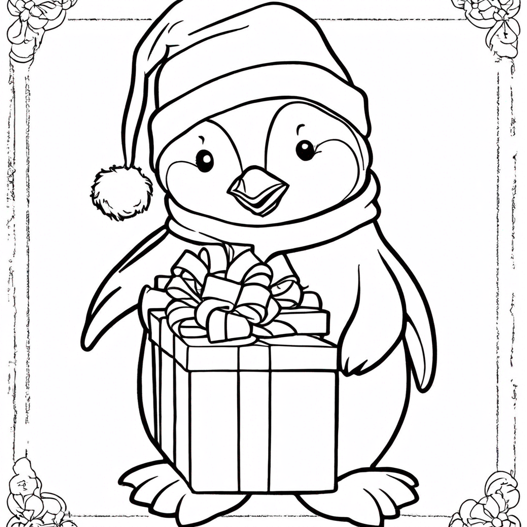 christmas penguim coloring page